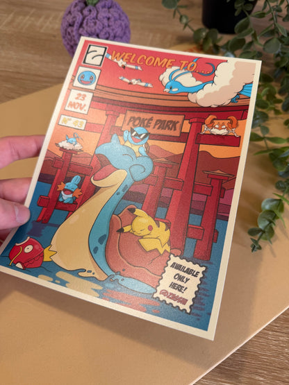 Affiche PokéPark eau A5 Satiné